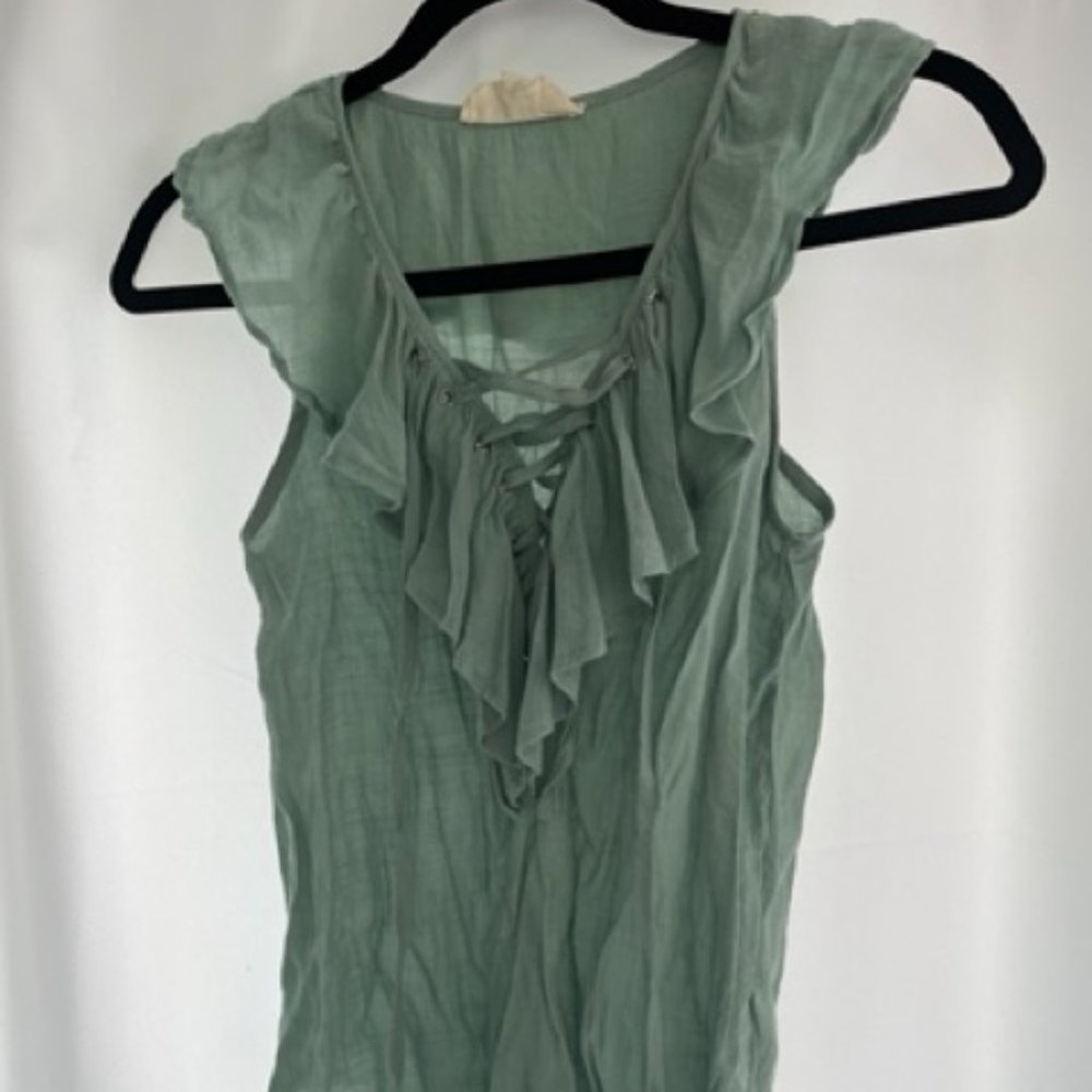 Sweet Wanderer Ruffle, Lace up Top